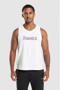 Gymaholic Tasarımlı Erkek Beyaz Sporcu Atlet