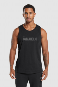 Gymaholic Tasarımlı Erkek Siyah Sporcu Atlet