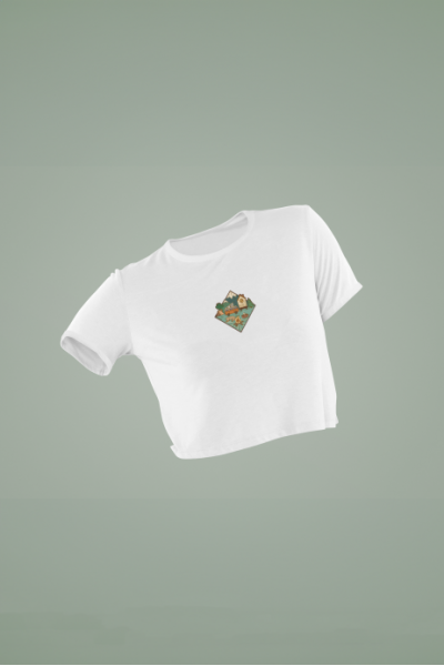 Women's White Cropped T-Shirt Featuring The Camp Area Camp
