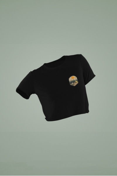 Women's Black Cropped T-Shirt Featuring The Camp Area Camp