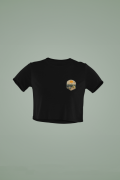 Women's Black Cropped T-Shirt Featuring The Camp Area Camp