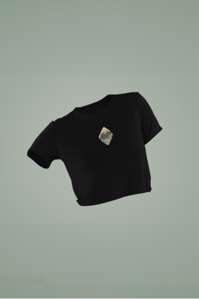 Women's Black Cropped T-Shirt Featuring The Camp Area Camp