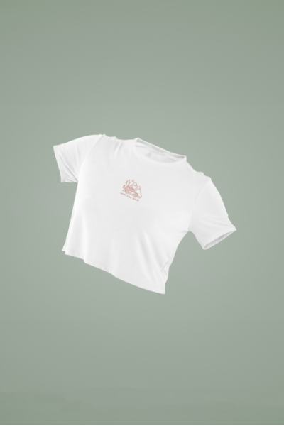 Into The Wild Camp Tasarımlı Beyaz Crop Tişört