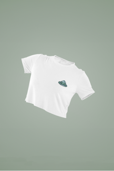 Women's White Cropped T-Shirt Featuring The Forest Cowboy Hat Camp