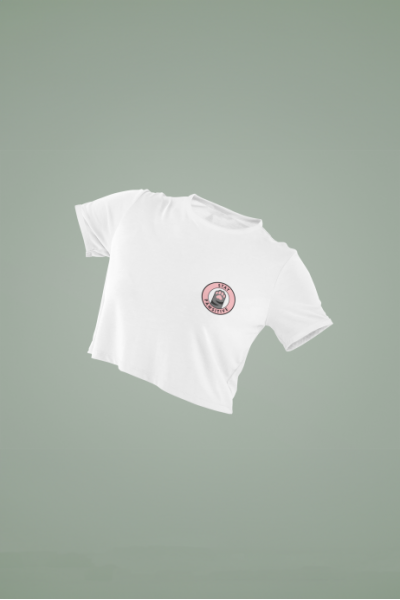 Stay Pawsitive Kedi Tasarımlı Beyaz Crop Tişört