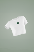 Women's White Cropped T-Shirt Featuring The Broccoli