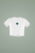 Women's White Cropped T-Shirt Featuring The Broccoli