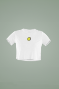 Limon Tasarımlı Beyaz Crop Tişört