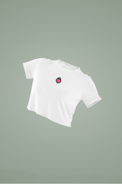Women's White Cropped T-Shirt Featuring The Strawberry