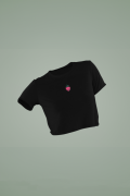 Women's Black Cropped T-Shirt Featuring The Strawberry
