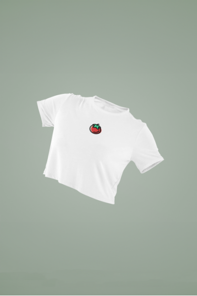 Women's White Cropped T-Shirt Featuring The Tomato
