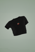 Women's Black Cropped T-Shirt Featuring The Tomato