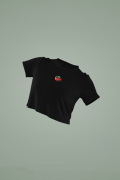 Women's Black Cropped T-Shirt Featuring The Tomato