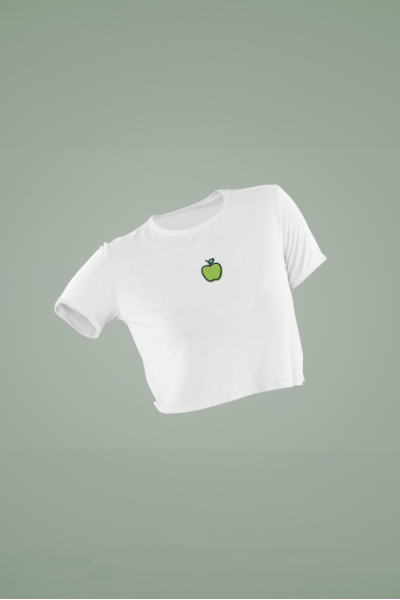 Women's White Cropped T-Shirt Featuring The Apple