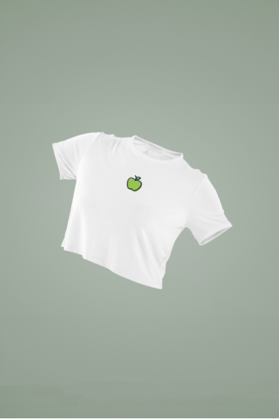 Women's White Cropped T-Shirt Featuring The Apple