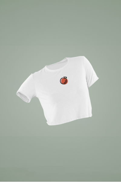 Portakal Tasarımlı Beyaz Crop Tişört