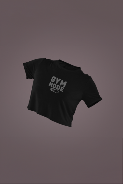 Women's Black Cropped T-Shirt Featuring The Gym Mode