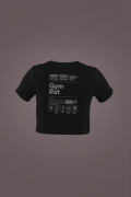 Gym Rat Tasarımlı Siyah Crop Tişört
