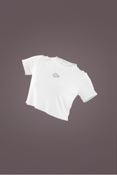 Gym Rat Tasarımlı Beyaz Crop Tişört