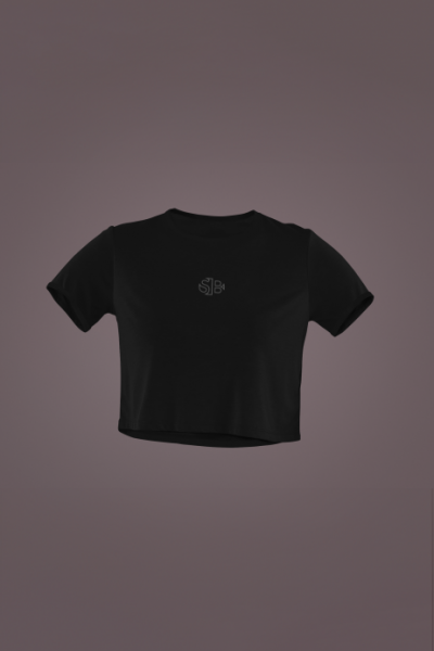 Just Lift Tasarımlı Siyah Crop Tişört