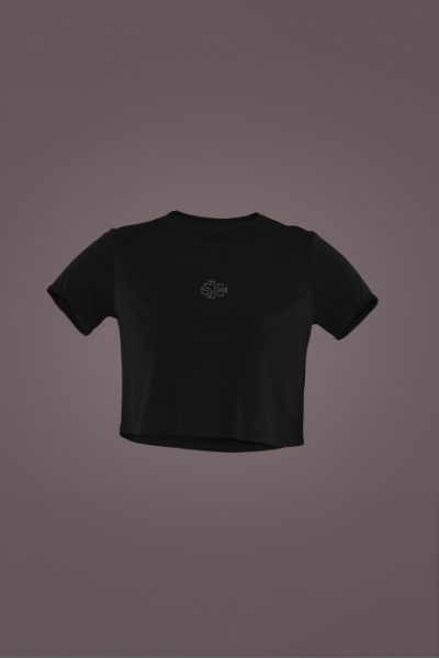 Just Lift Tasarımlı Siyah Crop Tişört