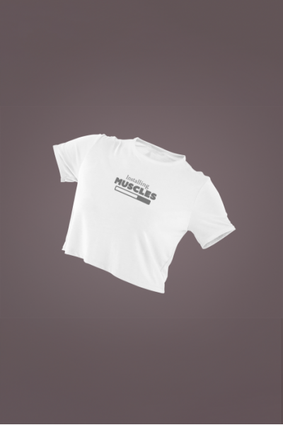 Women's White Cropped T-Shirt Featuring The Muscles