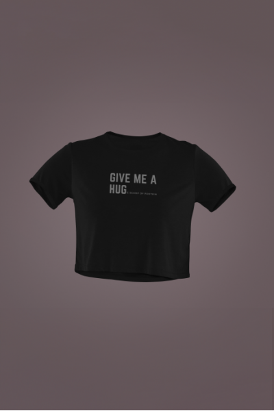 Women's Black Cropped T-Shirt Featuring The Scoop of Protein
