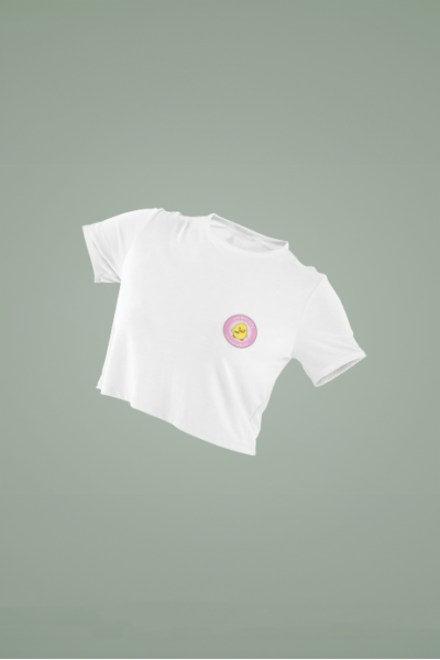 Tehlikeli Belalı Civciv Tasarımlı Beyaz Crop Tişört