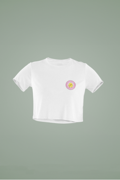 Tehlikeli Belalı Civciv Tasarımlı Beyaz Crop Tişört