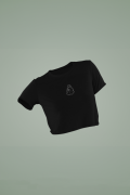 Women's Black Cropped T-Shirt Featuring The Coffeeaholic Ghost
