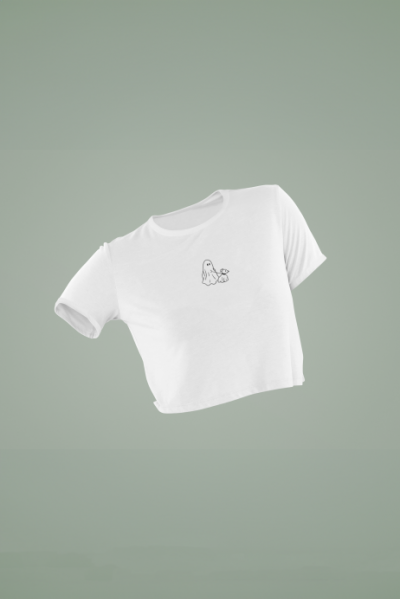 Women's White Cropped T-Shirt Featuring The Dog Ghost