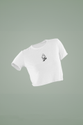 Women's White Cropped T-Shirt Featuring The Skateboarder Ghost