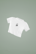 Women's White Cropped T-Shirt Featuring The Skateboarder Ghost