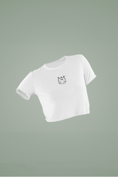 Women's White Cropped T-Shirt Featuring The Sheets Ghost