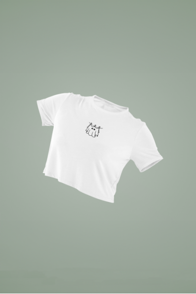 Women's White Cropped T-Shirt Featuring The Sheets Ghost