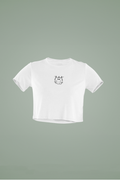 Women's White Cropped T-Shirt Featuring The Sheets Ghost