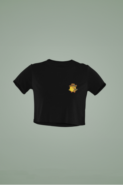 Women's Black Cropped T-Shirt Featuring The Badass Sheriff Chick