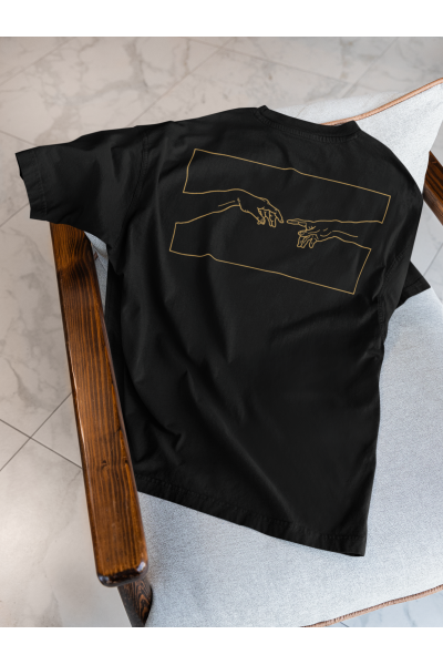 Adem'in Yaratılışı Tasarımlı Oversize Erkek Siyah Tişört