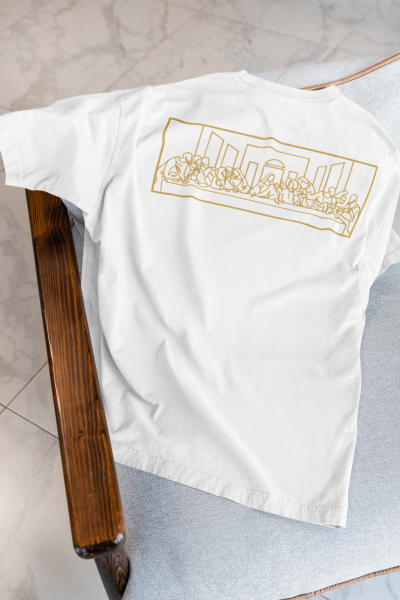 Son Akşam Yemeği Tasarımlı Oversize Kadın Beyaz Tişört