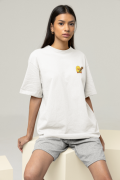 Oversized Women's White T-Shirt Featuring The Badass Chick with a Baseball Bat
