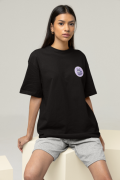 Oversized Women's Black T-Shirt Featuring The Psycho Cat