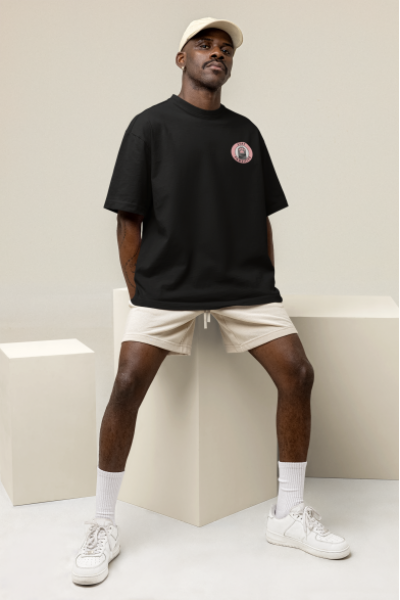 Stay Pawsitive Kedi Tasarımlı Oversize Erkek Siyah Tişört