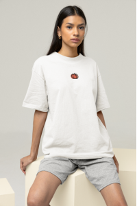 Oversized Women's White T-Shirt Featuring The Pumpkin