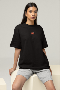 Oversized Women's Black T-Shirt Featuring The Pumpkin
