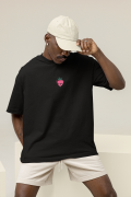 Oversized Men's Black T-Shirt Featuring The Strawberry
