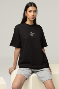 Oversized Women's Black T-Shirt Featuring The Musician Ghost