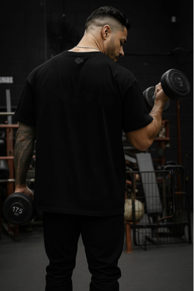 Beast Mode Tasarımlı Oversize Erkek Siyah Tişört