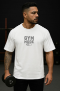 Gym Mode Tasarımlı Oversize Erkek Beyaz Tişört