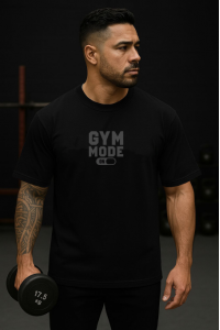 Gym Mode Tasarımlı Oversize Erkek Siyah Tişört