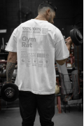 Gym Rat Tasarımlı Oversize Erkek Beyaz Tişört
